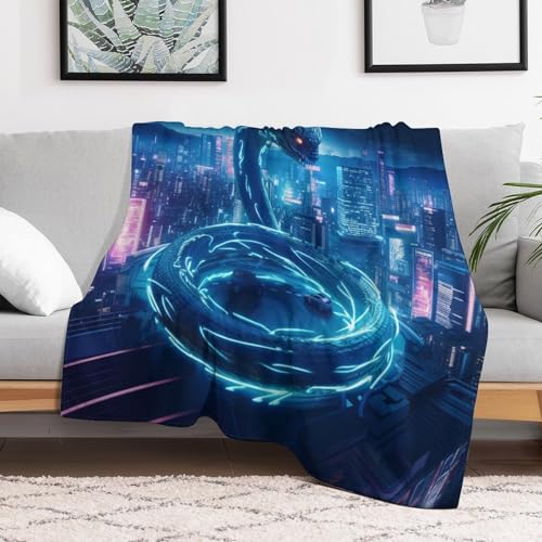 Manta acogedora de serpiente neón para noches de sofá y cama 3