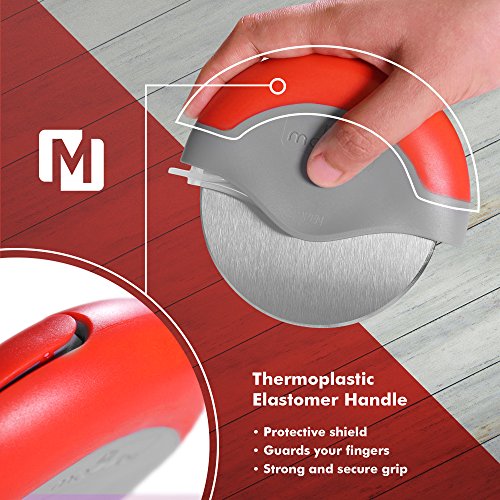 Premium Pizza Cutter Wheel By Mozzbi, Pizza Slicer Cutter - Super Sharp - Stainless Steel With Protective Sliding Blade Guard, Locking Blade Cover For Safety #TOP4
