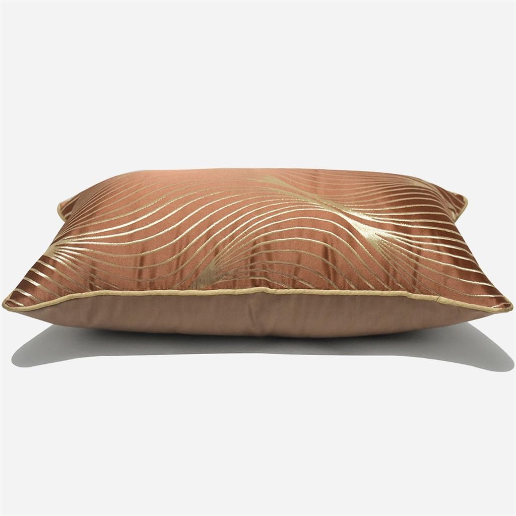 HBJWOV Brown Sofa Living Room Waist Pillow Cushion Gold Stripe Hotel Model Case