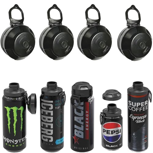 4 Pack Magnetic Soda Can Lids Reusable Airtight Can Covers BPA-Free Easy to Use Keep Drinks Fresh & Bug/Dust Free Fits Standard Cans Great for BBQ Beach & Party (Black)