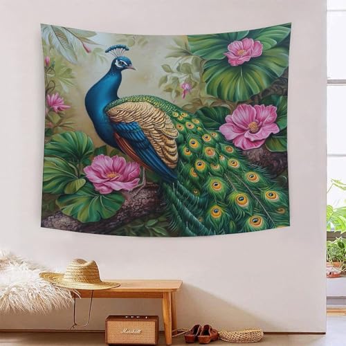 Tapisserie paon 3D effet visuel unique pour créer un cocon zen dans votre chambre