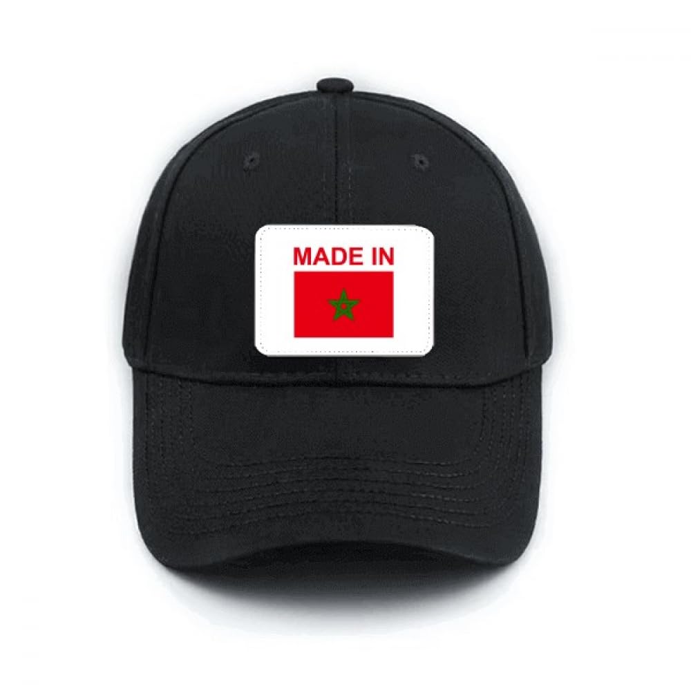 Casquette de baseball Maroc en textile noir résistant avec sangle arrière souple - 4
