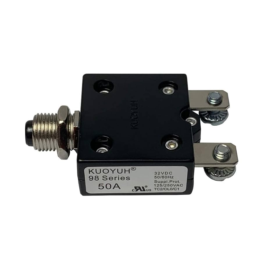 2PCS NEW 50 Amp Push Button Thermal Circuit Breaker 32VDC