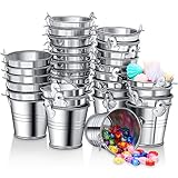 40 Pack Mini Metal Buckets with Handle Galvanized Bucket Small Tin Bucket Colored Metal Pails for...
