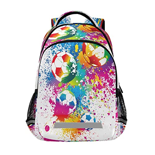 Quteprint Mochila para la escuela, deporte, fútbol, fútbol, acuarela, mochila de viaje para hombres y mujeres, mochila escolar para libros, bolsa para laptop de 17 pulgadas, mochila casual para niños