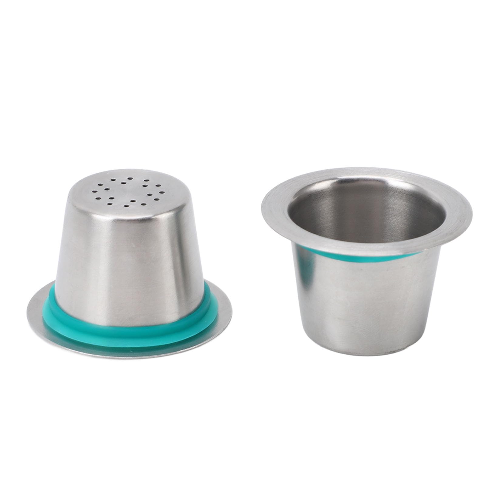 Taza de cápsulas de café recargables, cápsulas de café reutilizables de acero inoxidable con tapas de papel de aluminio, 10 Uds.