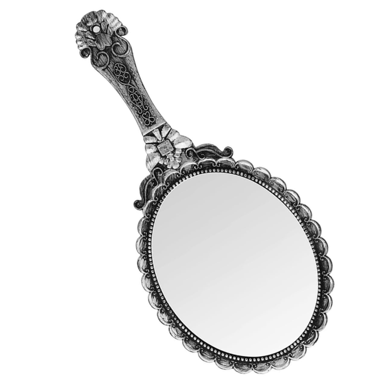 Espejo Resistente y Elegante Mujer para Maquillaje Vintage de Mano Material Abs y Vidrio Mango Cómodo para Uso en Casa y Viajes