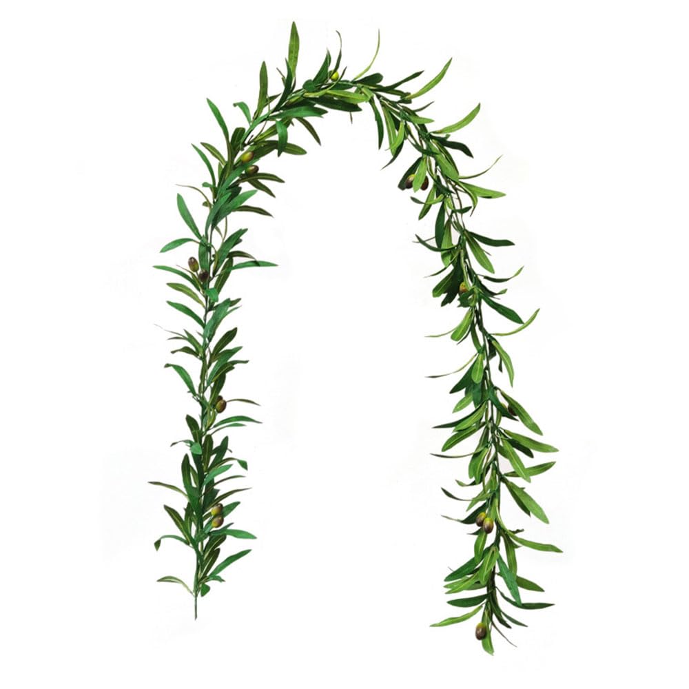 SLDHFE 73 Inch Artificial Olive Leaf Vines Olive Branch Greenery Garland for Front Door Wedding Wall Home Decor 185cm Green Olive Branches