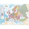 Close Up XXL Europakaart 2020 poster met vlaggen en talrijke informatie – Premium wereldkaart poster – 135 x 100 cm
