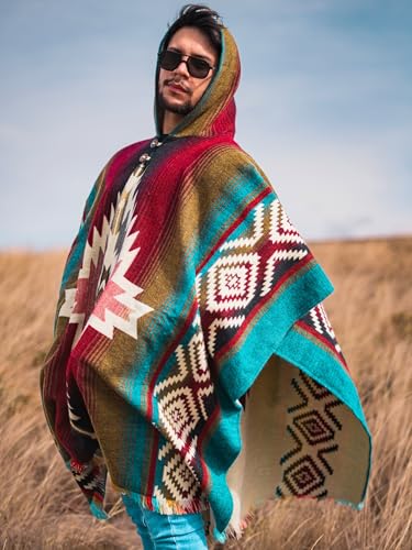 Wool Poncho Men – Handmade Alpaca PONCHO – Mexican Poncho Style - Cowboy Ponchos for Men – Alpaca Ponchos4