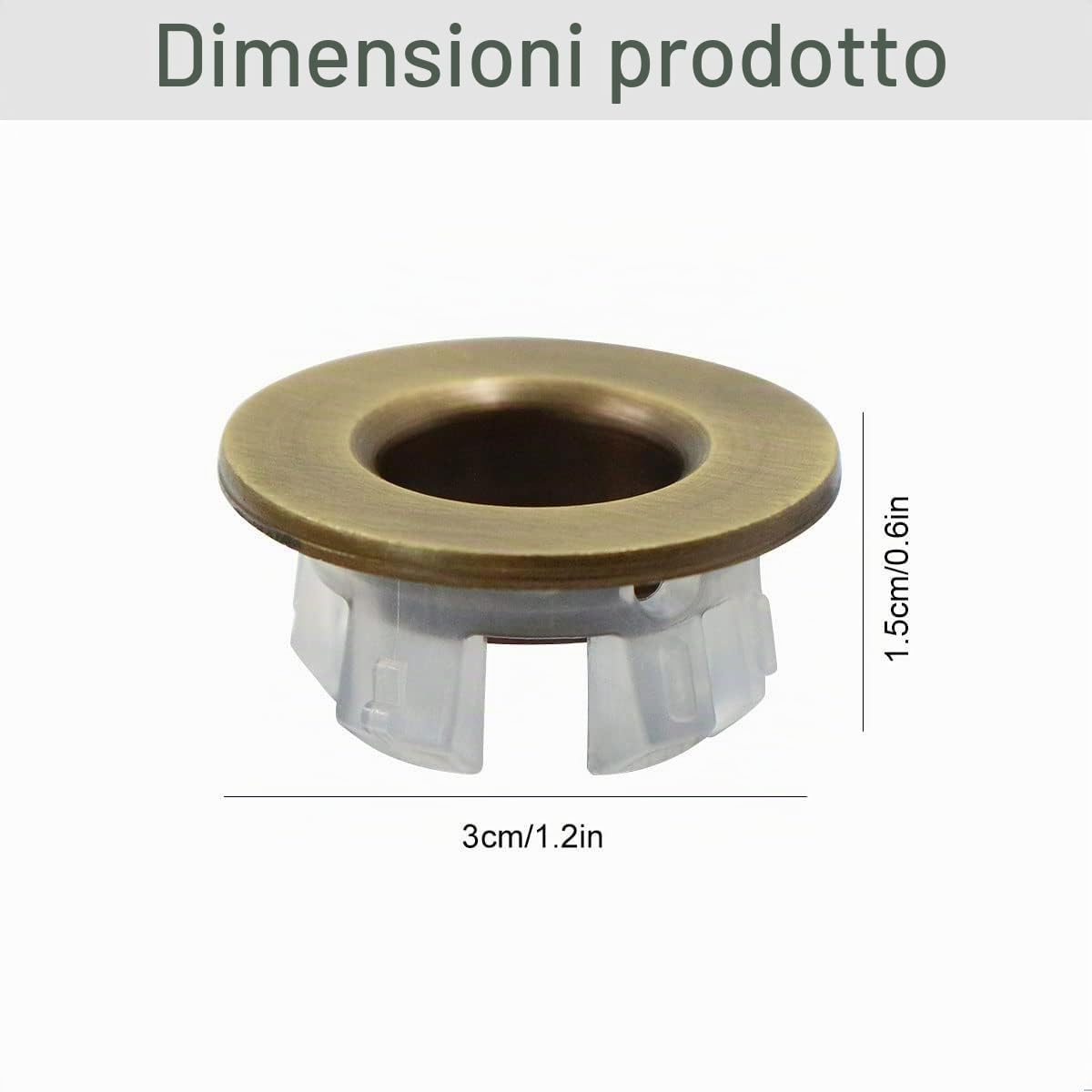5 Pezzi Anelli di Troppo Pieno, Foro del Lavandino Decorativo Bagno Cucina Copertura Rotonda di Troppo Pieno Inserto Coperchio Tappo di Scarico nel Buco (Copper/Retro Colour)