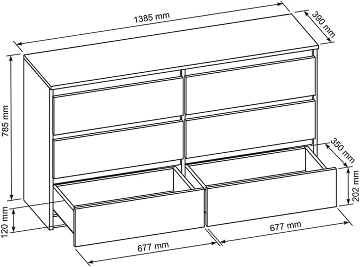 meble masztalerz Komoda matowa z 6 szufladami 140 cm, komoda do salonu, komoda do sypialni, wys.: 78,5 cm, szer.: 138,6 cm, głęb.: 39 cm z szufladami, szafa z szufladami (antracytowa)