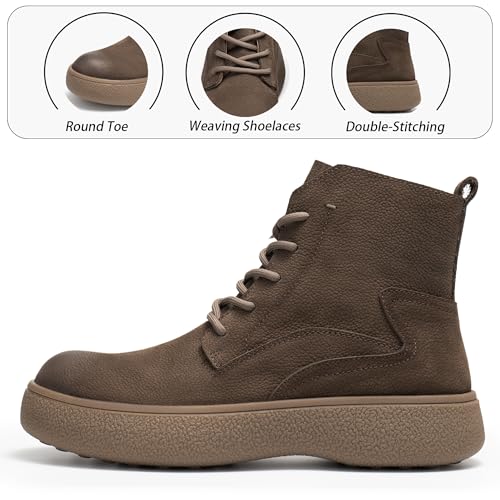 Image of Men's Business Casual Ankle Boots, Stylish Lace-Up Leather Dress Boots for Office and Daily Commute