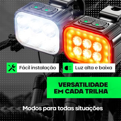 Lanterna Bike Kit Farol Bike 6 Led Recarregável USB a Prova da Água Acessorios Bicicleta Ciclismo Si