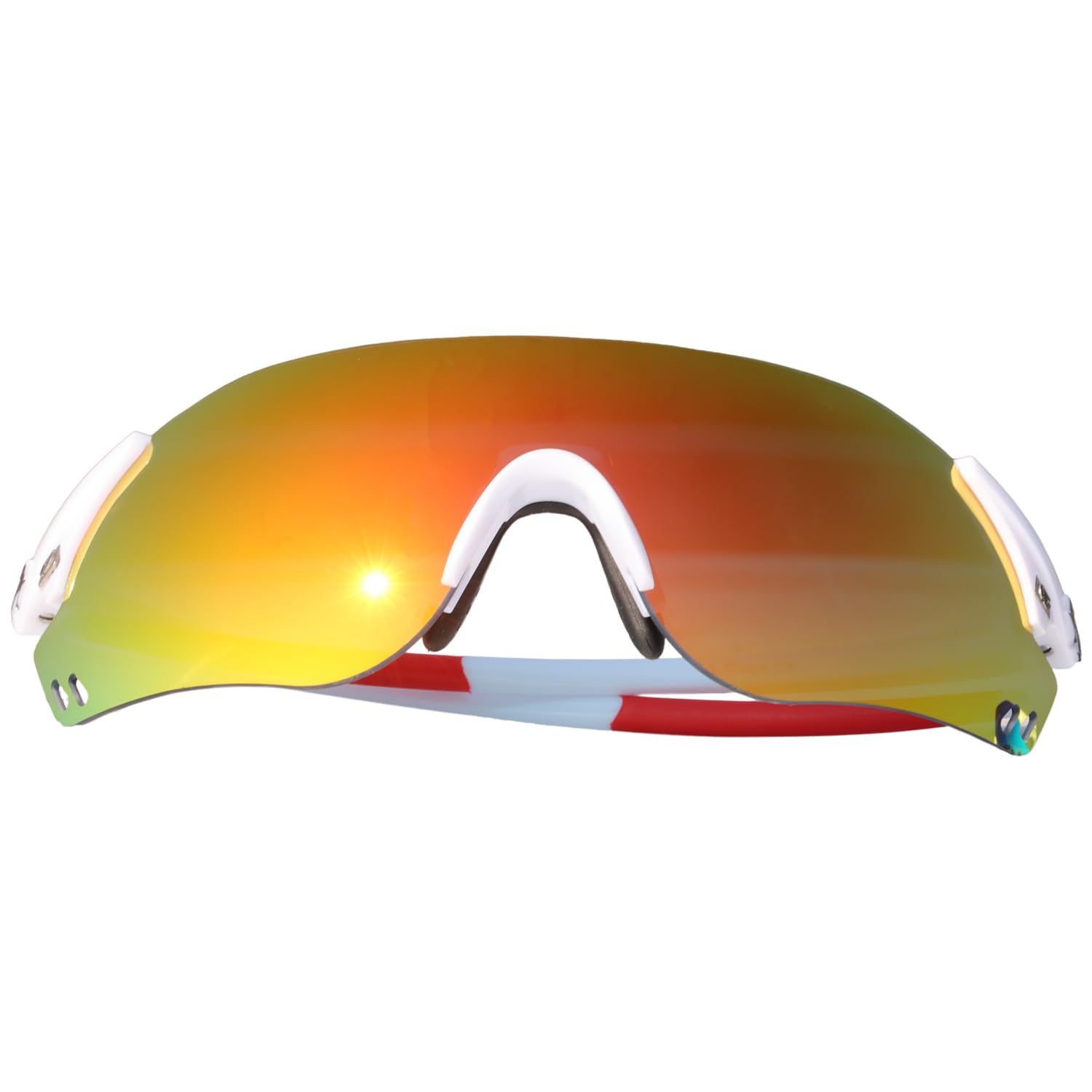 PAIS Gafas de sol fotocromáticas para correr para hombres y mujeres, sin marco, deportivas, para pesca, montañismo, camping, ciclismo, senderismo, Marco blanco con lentes de espejo rojo