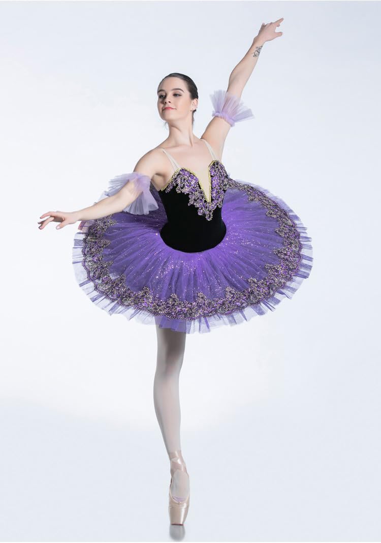 Lila Mädchen Ballettkleid Rock Tütü, Professionell Erwachsene Platter-Pfannkuchenkleid, Kinder Schwanentanz Kostüm
