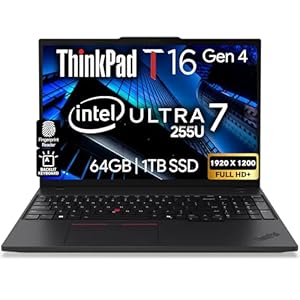 Lenovo ThinkPad T16 Gen 4 AI Business Laptop 16” FHD+ Display, Intel Ultra 7 255U (Beats i7-1355U), 64GB DDR5 RAM, 1TB SSD, 5MB Webcam, Fingerprint, Backlit KB, WiFi 6E + BT, RJ-45, HDMI, Win 11 Pro