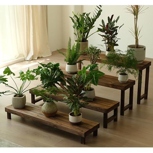 Banco de madera para plantas exterior e interior estante multifuncional 3