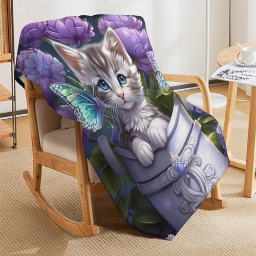 Couverture pour chat lavable et plaid flanelle chaude 100x130 de canapé