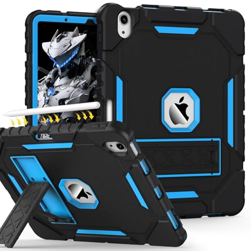 Grifobes iPad Air 11インチ M2 2024(Air 6th)用ケース iPad Air 第5世代/第4世代ケース 2022/2020 10.9インチ用 高耐久 頑丈なカバー スタンド/ペンシルホルダー付き i Pad Air 6 5 4 Gen用 (ブラック+ブルー)の商品画像（Amazon）