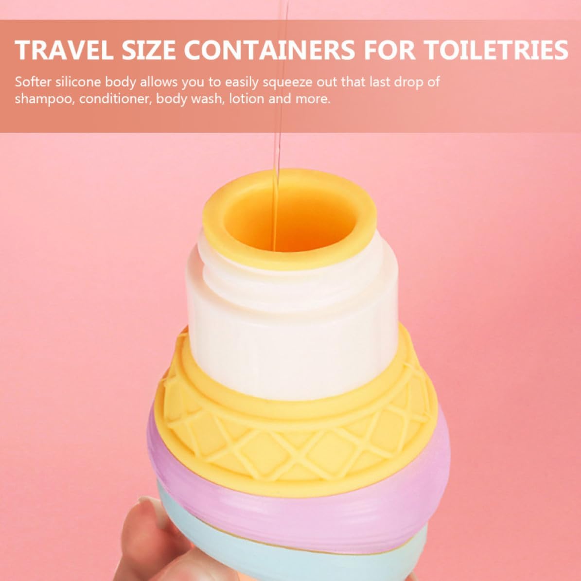 NOLITOY 3pcs Leakproof Silicone Travel Bottles Set for Toiletries, Easy to Refill and Lightweight Squeezable Shampoo and Lotion Containers with Hanging Hook for Outdoors and Business image 4