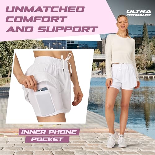Ultra Performance Gym Shorts Women Pack of 2, Nylon Compression Workout Shorts Women with Liner3