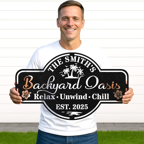 Custom BBQ Grill Metal Sign Personalized Name Wall Art for