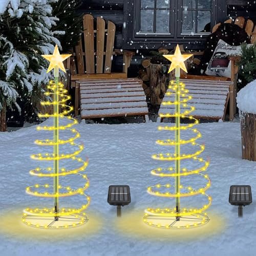 Weihnachtsbaum Beleuchtung Aussen Solar, NAVESO 2 Stück Spiral Solar...
