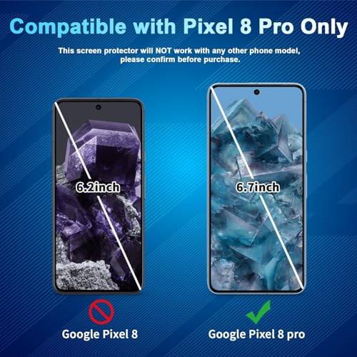 [2+2 Pack] Pixel 8 Pro Privacy Screen Protector, 2 Pack Privacy Tempered Film with 2 Pack Camera Lens Tempered Glass, High Clarity, Bubble Free, Anti-Spy Protection for Google Pixel 8 Pro 5G Screen Protector - Thumbnail 5