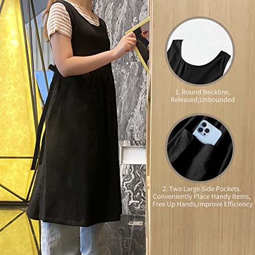 Premium Plus Size Apron Adjustable Waist Bib Apron, Soft Cotton Blend Apron with Pockets, Ideal for Kitchen Garden, Baking - Image 3
