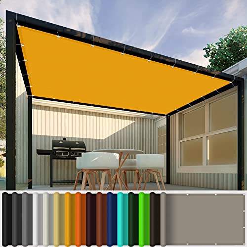 Toldo Vela Rectangular 5.5 x 6 m Impermeable Lona de Sombra Resistente al Viento Protección UV para Exterior, Jardín, Terrazas, Dorado