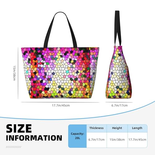Colorful Tie Dye Stained Glass 3 Print Beach Pool Bags Tote For Women Ladies Large Gym Tote Carry On Bag For Weekender Travel Waterproof4