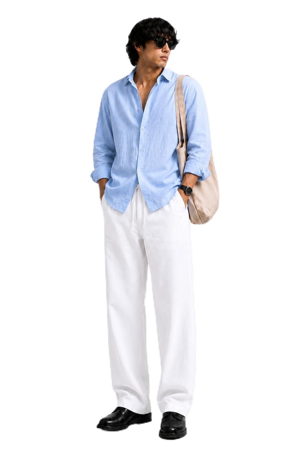 Men's Cotton Linen Blend Straight Fit Trouser | Drawstring Waist | Breathable Fabric | Side Pockets | Soft Touch | Casual Lounge Wear | Pack of 1-picture-52