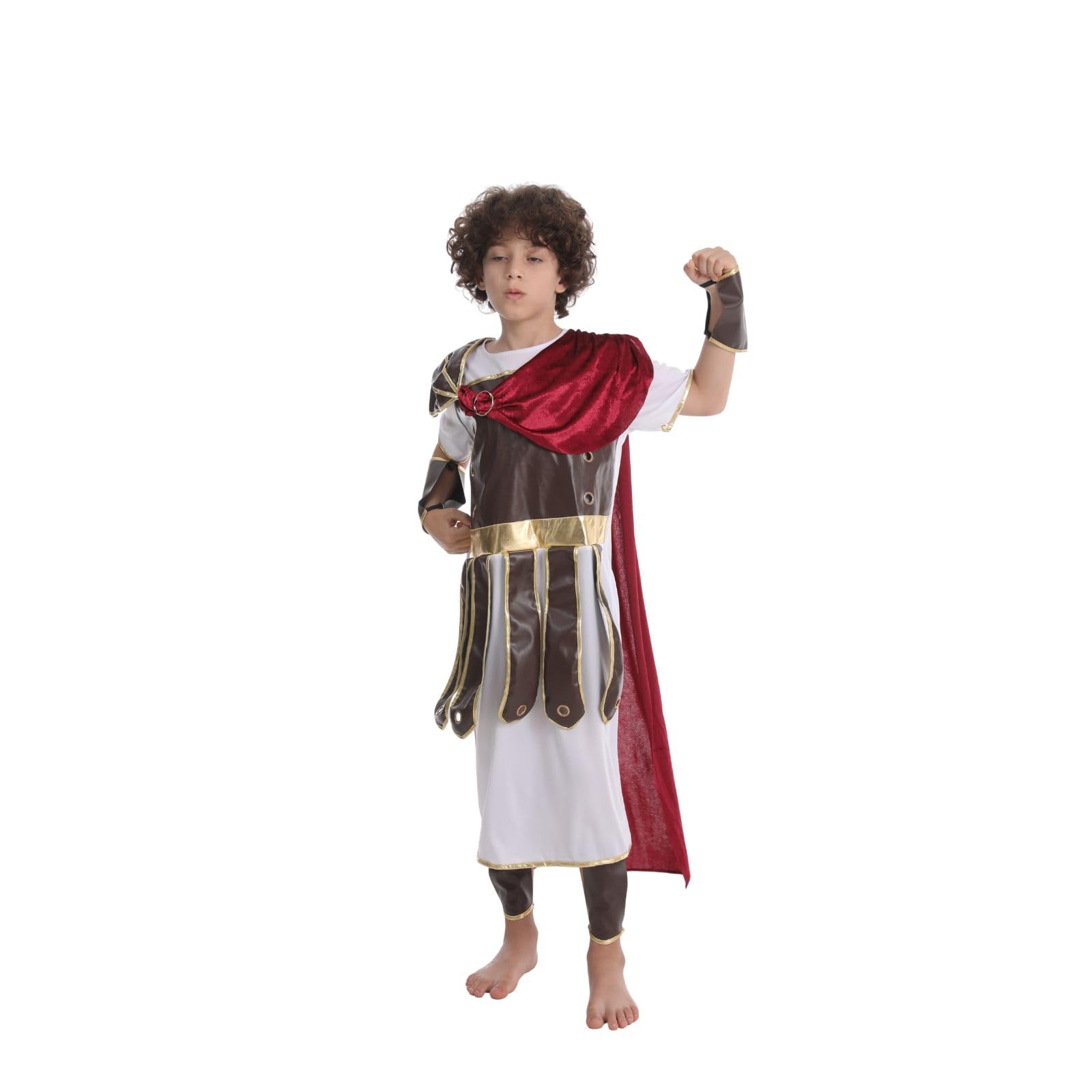 HAPNBCELE Boys Roman Gladiator Costume and Roman Soldier Costume in Halloween Christmas party costumes i World Book Day(White Brown,10-11Y) - Image 4