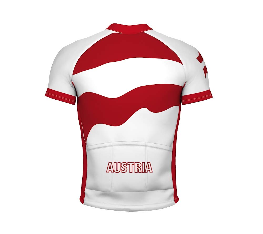 ScudoPro Austria Emblem Full Zipper Bike Short Sleeve Cycling Jersey for Men - Size 2XL Multicolored