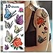 LEADTEAM Temporäre Tattoos, 10 Blätter Fake Tattoos 3D Schmetterling Tattoo Aufkleben Damen Klebetattoos Arm Tattoo, Tattoo Farb Tattoos zum Aufkleben Tattoos Erwachsene Fake Tattoos Frauen
