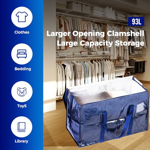 ZFWDSY Umzugstaschen 93 L, 8er-Pack Aufbewahrungstaschen mit Reißverschluss, Umzugskartons Heavy Duty Extragroß, Packtaschen für Umzugsbedarf, Faltbare Reisetasche oder moving bag