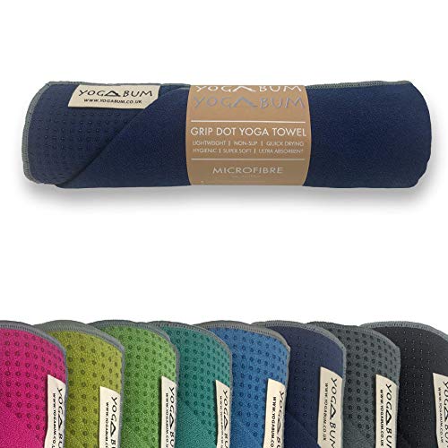 Yogabum Collection Classique Antidérapante Serviettes de Tapis de Yoga (Navy Blue, 62cm x 183cm)