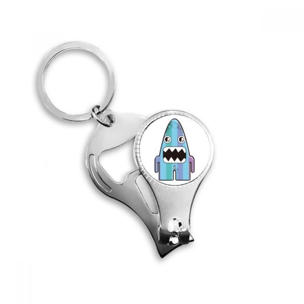 Porte-clés Alien Blue Monster en métal bleu avec anneau de voiture coupe-ongles et ouvre-bouteille