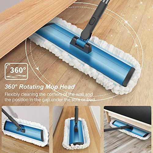 Microfiber Floor Mop For Hardwood Floor Cleaning, Dust Wet Mop With 3 Washable Pads And Aluminum Panel, Professional Flat Mop With Metal Handle For Home Kitchen Wood Laminate Tile Vinyl Cleaning #TOP1