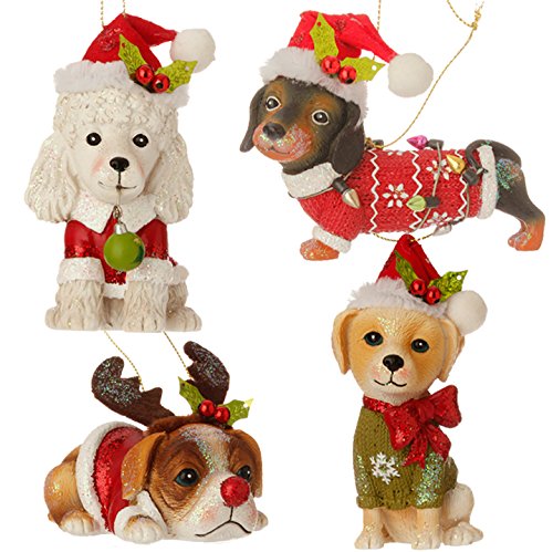 RAZ Imports Christmas Cute Dogs in Sweaters Ornament Assorted 4-Pack