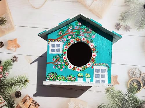 The Emerald Cottage Aviary Handpainted Wooden Bird House