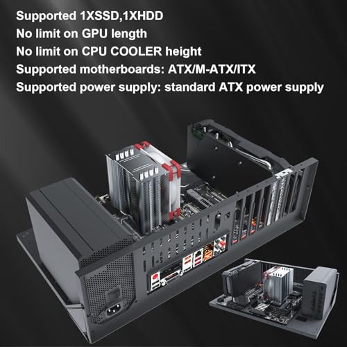 DIY Gaming Computer Case, Open Chassis Case Rack for ATX/M-ATX/ITX Motherboards,Widely Body Heat Dissipation Design,Test Bench, Mid Tower,Computer Motherboards Test Bench