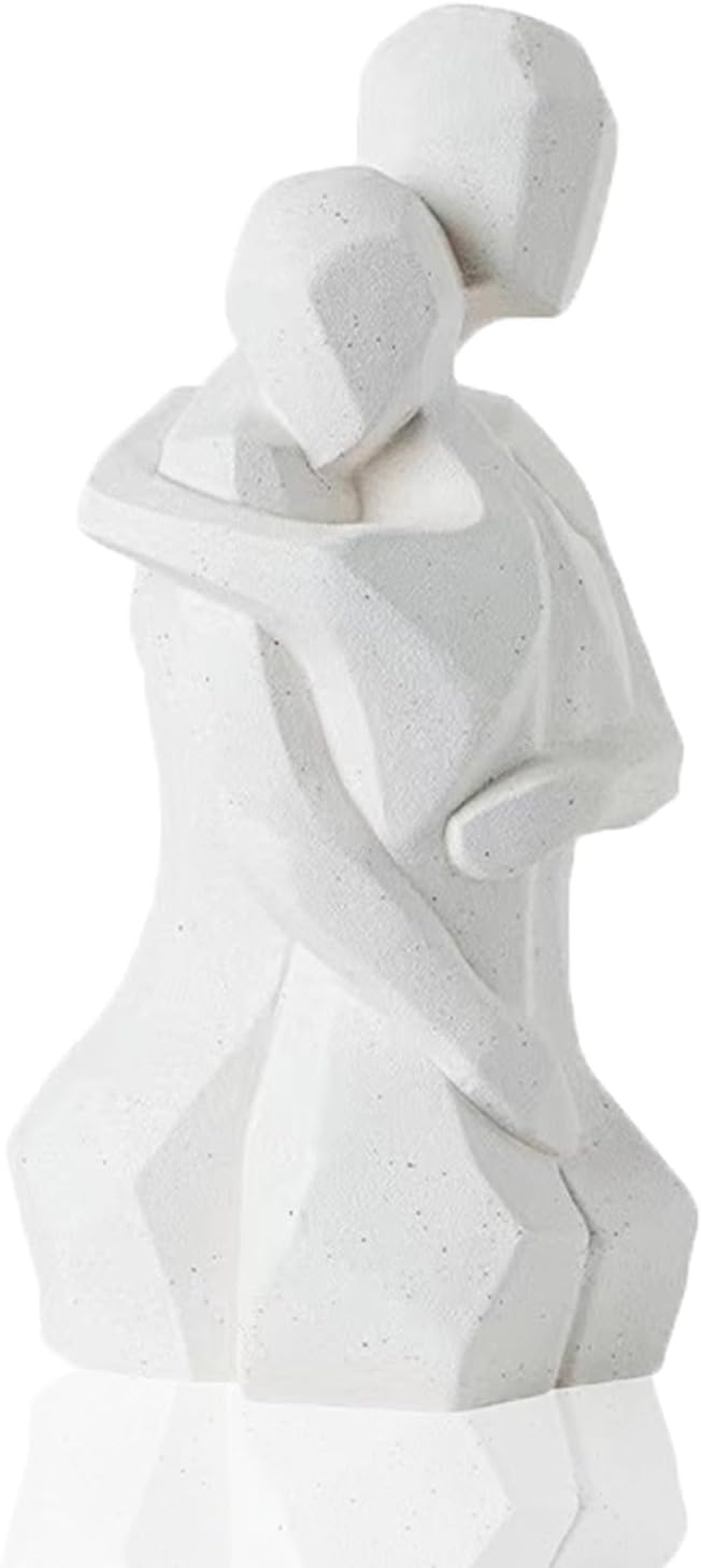 Syglitter Couple Embracing Ceramic Statue, Ornaments for Living Room, Shelves, Cross-cut Art Sculptures Home Decor, Decorative Home Accessories, Office Decorations