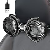 KQWVZ Ventilador De Coche, Ventilador Coche, Ventilador De Coche Para Asiento Trasero, Ventilador De Coche De Dos Cabezales, Ventiladors Giratorio 360 Coche, Para Suv Barco Camión Furgoneta