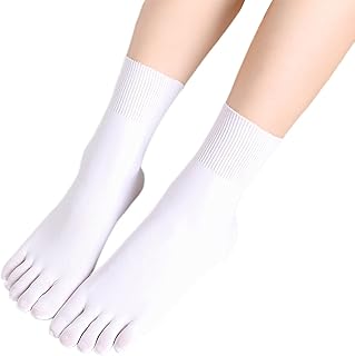Oyrcvweuy Breathable Women Man Ribbed Middle Tube Sock Spring Summer Sock Moisture Wicking Toe Sock Antiskid Five Finger Sock Summer Sock White