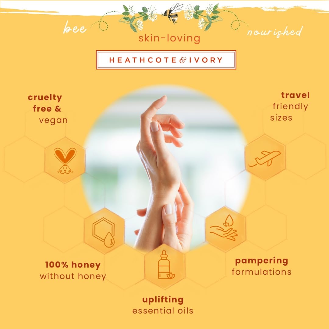 Heathcote & Ivory Hand Cream and Wash 30ml, Balm 9g, Soak 30g, Moisturiser Set in Reusable Travel Pouch, Shea Butter - Image 4
