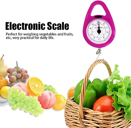Báscula portátil de resorte 5kg plástico ABS morada miniatura 6