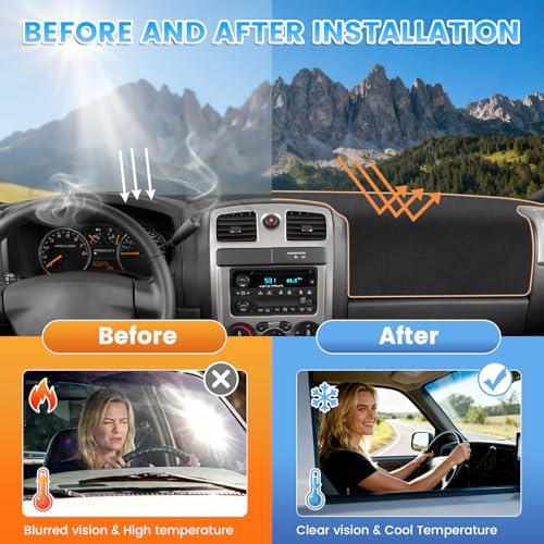KUST Black Dash Cover Compatible with Chevy Chevrolet Colorado/GMC Canyon 2004-2012 Dashboard Cover Accessories for Colorado/Canyon Dashboard Mat No Glare Center Console Sunshield Protector by KUST - Used condition - Image 6