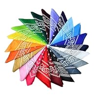Luckwaii Bandana Halstücher für Damen Herren, 22 Stück Nickitücher Kopftuch Paisley Muster Kopftücher Halstuch Männer, Mischfarben Taschentücher Haar Schal Quadratische Tücher Bandanas 55 x 55 cm